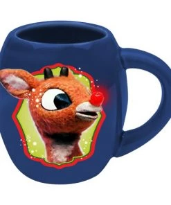 Vandor Rudolph "Holly Jolly" 18 Oz Oval Ceramic Mug, Multicolor Tumblers & Travel Cups