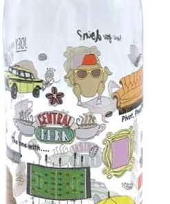 Silver Buffalo Friends Icon Quote Doodle Pattern 28oz Tritan Water Bottle W Screw Lid