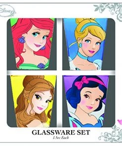 Silver Buffalo Disney Princess Faces Colored Mini Glass Set (4 Pack)