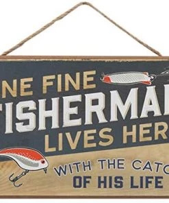 Open Road Brands One Fine Fisherman With The Catch Of His Life Hanging Wood Wall Décor Home Decor & Posters