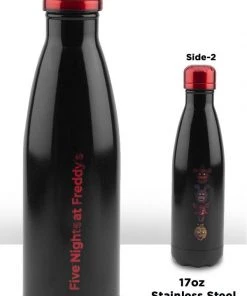 JUST FUNKY Five Nights At Freddy's Black Steel Water Bottle, 17oz Video Games