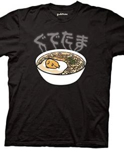 Ripple Junction Gudetama Ramen Bowl With Kanji Steam Black T-Shirt