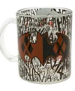 Silver Buffalo Harley Quinn Split Bat Logo Glass Coffee 17.5oz Mug DC Comics