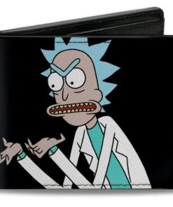 Buckle-Down Rick And Morty Pose Blocks Black + Blue Bi-Fold Wallet