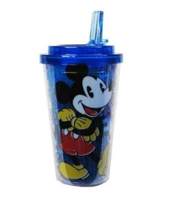 Silver Buffalo Disney Mickey Mouse Plastic 16 Oz. Straw Cup