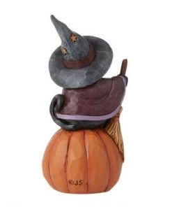 Enesco Mini Black Cat On Pumpkin Halloween Miniature Figurine Figures