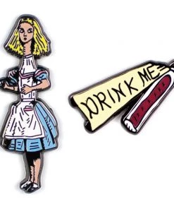 The Unemployed Philosophers Guild Alice And Drink Me Pin Set Alice In Wonderland
