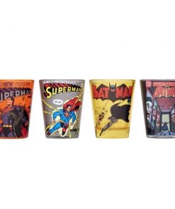 Silver Buffalo DC Comics Batman & Superman Comic Covers Mini Glass Set, 4-Pack