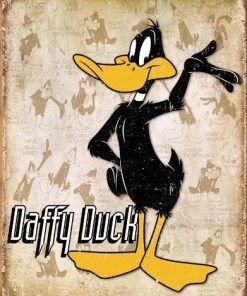 Open Road Brands Daffy Duck Retro Layout Metal Sign Home Decor & Posters