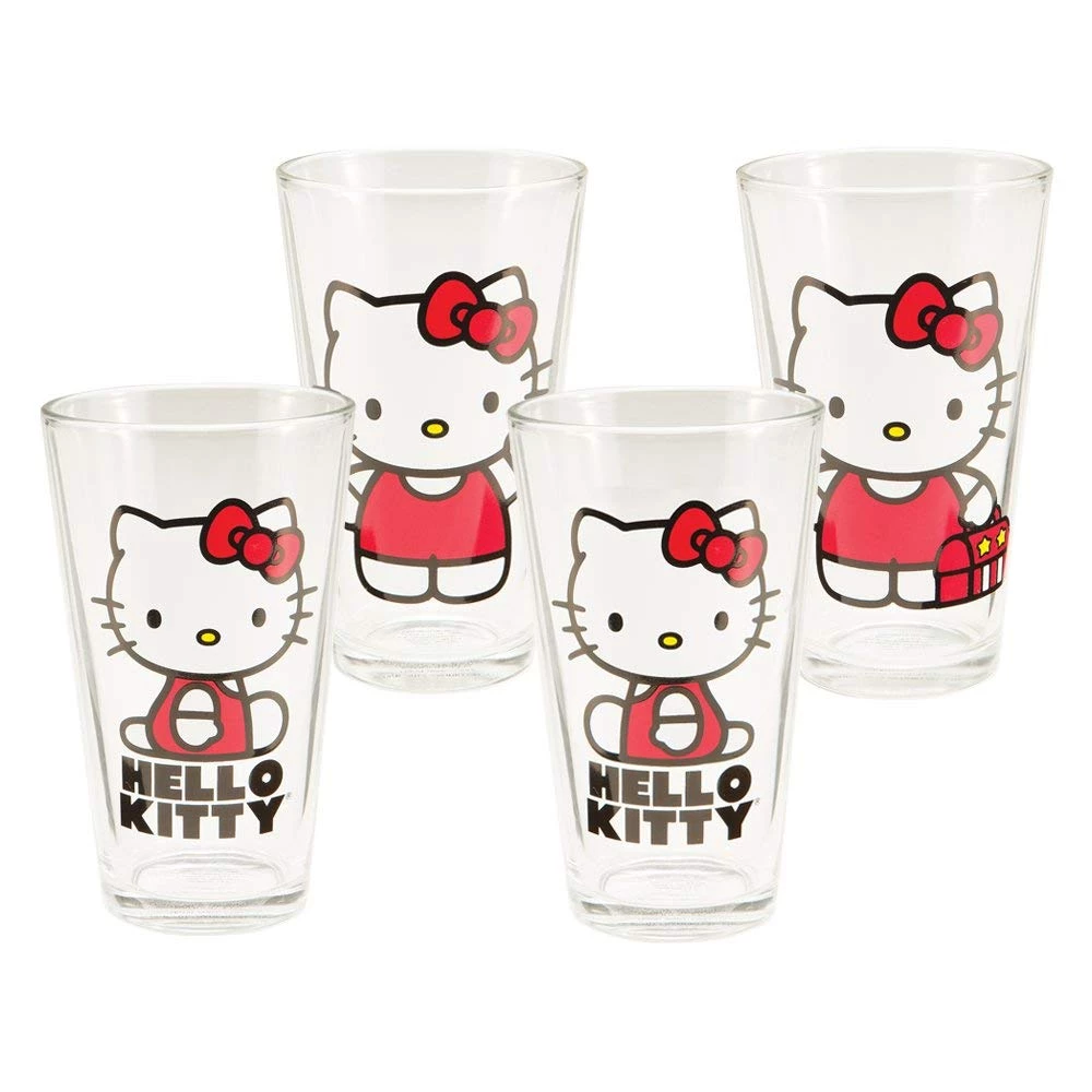 Vandor Hello Kitty 4 Pc 16 Oz Glass Set, Multicolor 3 Vandor Hello Kitty 4 Pc 16 Oz Glass Set, Multicolor