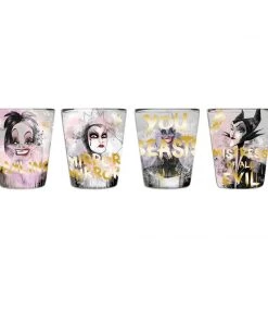 Silver Buffalo Disney Vicious Villains Characters 4-Piece Boxed Mini Glass Set, 4 Oz