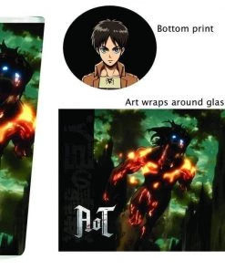 Surreal Entertainment Anime Attack On Titan Eren Glow In Dark Pint Glass Bottom Print Pint Glass