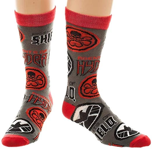 Bioworld Shield Vs Hydra Men's Crew Socks Marvel 3 Bioworld Shield Vs Hydra Men's Crew Socks Marvel