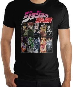 Bioworld JoJo's Bizarre Adventure Character Grid Black T-Shirt