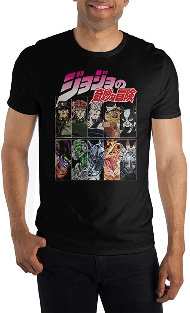 Bioworld JoJo's Bizarre Adventure Character Grid Black T-Shirt 3 Bioworld JoJo's Bizarre Adventure Character Grid Black T-Shirt