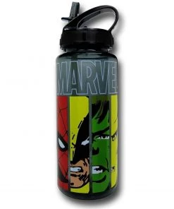 Silver Buffalo Marvel Faces Panel BPA-Free Tritan Water Bottle, 25 Oz.