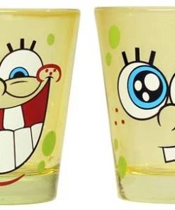 Silver Buffalo SpongeBob Faces Mini Glass Set, 4-Pack Disney