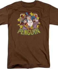 Trevco DC Comics Penguin Stars Adult T-Shirt Tee Brown