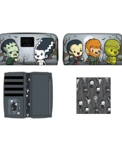 Loungefly Universal Monters Chibi Line Zip Around Wallet