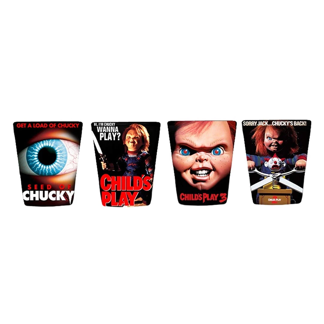 Movies Silver Buffalo Chucky 4-Piece Mini Glass Set, 1.5-oz, Multicolor 3 Movies Silver Buffalo Chucky 4-Piece Mini Glass Set, 1.5-oz, Multicolor