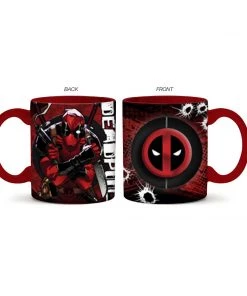 Silver Buffalo Marvel's Deadpool Bullet Holes Ceramic Mug With Spinner 20-Ounces