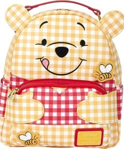 Loungefly Disney Winnie The Pooh Gingham Womens Double Strap Mini Backpack