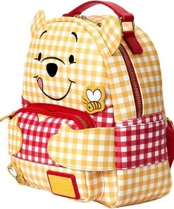 Loungefly Disney Winnie The Pooh Gingham Womens Double Strap Mini Backpack