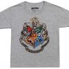 Bioworld Hogwarts Harry Potter Crest Grey T-shirt Movies