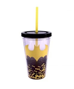 Silver Buffalo DC Comics Batman Logo Ombre Straw Cup With Reusable Ice Cubes