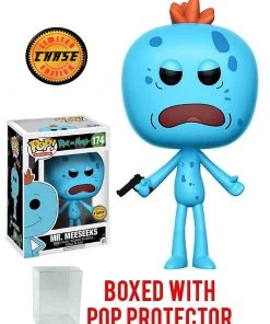 Funko Pop Rick And Morty Mr. Meeseeks CHASE VARIANT Vinyl Figure Bundled With Pop PROTECTOR CASE