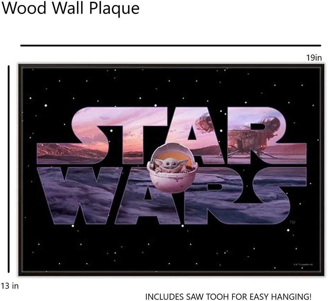 Silver Buffalo Movies Star Wars The Mandalorian Logo & The Child MDF Wood 13" X 19" Wall Art 5 Silver Buffalo Movies Star Wars The Mandalorian Logo & The Child MDF Wood 13" X 19" Wall Art