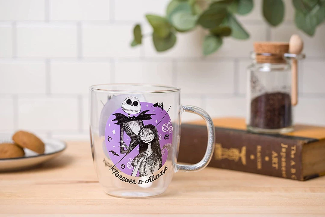 Silver Buffalo The Nightmare Before Christmas Nightmare Before Christmas Forever And Always Glitter 14Oz Handle Glass Mug 5 Silver Buffalo The Nightmare Before Christmas Nightmare Before Christmas Forever And Always Glitter 14Oz Handle Glass Mug