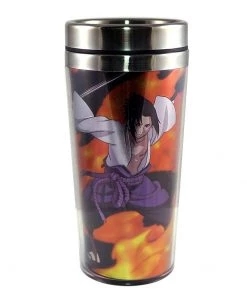 JUST FUNKY Naruto Shippuden OFFICIAL Uchiha Sasuka Foil-Printed Travel Coffee Mug Thermos