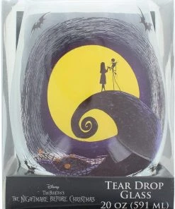 Silver Buffalo Disney NIGHTMARE BEFORE CHRISTMAS JACK & SALLY MOON SCENE 20OZ STEMLESS GLASS