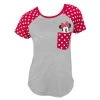 Jerry Leigh Fashion Contrast Shoulder Top Minnie Pocket Gray With Red Youth T-Shirt Disney