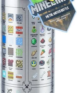Paladone Minecraft Metal Water Bottle | Officially Licensed Gaming Merchandise