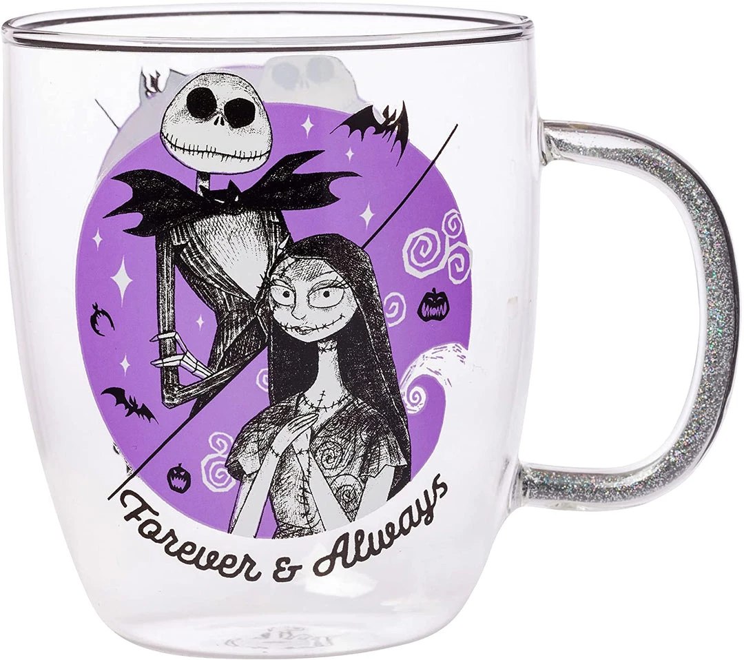 Silver Buffalo The Nightmare Before Christmas Nightmare Before Christmas Forever And Always Glitter 14Oz Handle Glass Mug 4 Silver Buffalo The Nightmare Before Christmas Nightmare Before Christmas Forever And Always Glitter 14Oz Handle Glass Mug