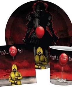 Silver Buffalo IT Pennywise Gorgie Float 60-Piece Paper Party Tableware Set Marvel