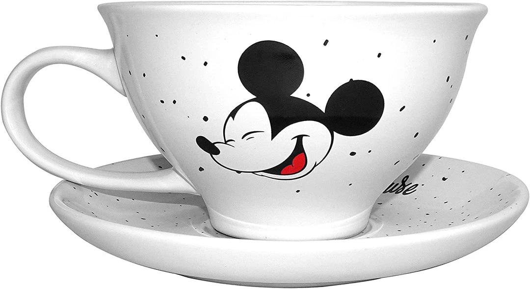 Silver Buffalo Disney Mickey Mouse Classic Speckles 20 Oz. Ceramic Teacup And Saucer Mug 4 Silver Buffalo Disney Mickey Mouse Classic Speckles 20 Oz. Ceramic Teacup And Saucer Mug