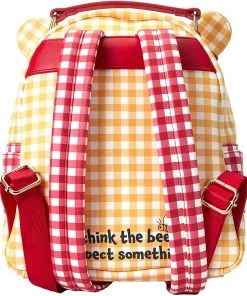 Loungefly Disney Winnie The Pooh Gingham Womens Double Strap Mini Backpack