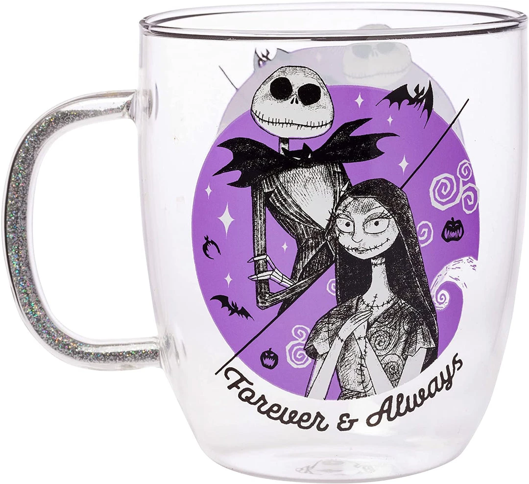 Silver Buffalo The Nightmare Before Christmas Nightmare Before Christmas Forever And Always Glitter 14Oz Handle Glass Mug 3 Silver Buffalo The Nightmare Before Christmas Nightmare Before Christmas Forever And Always Glitter 14Oz Handle Glass Mug