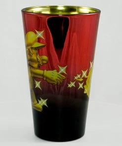 JUST FUNKY Video Games Super Mario Bros. Metallic Metal Mario Foil-Printed Pint Glass, 16oz