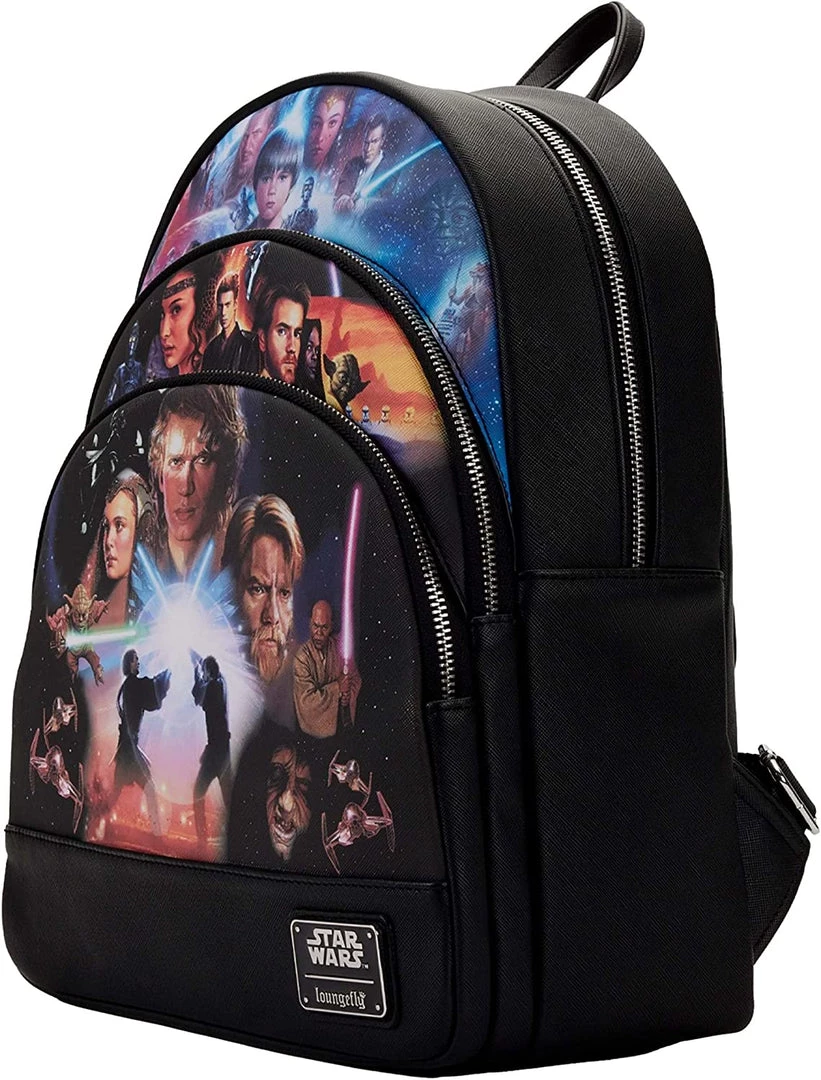 Loungefly Star Wars Trilogy 2 Triple Pocket Mini Backpack 4 Loungefly Star Wars Trilogy 2 Triple Pocket Mini Backpack