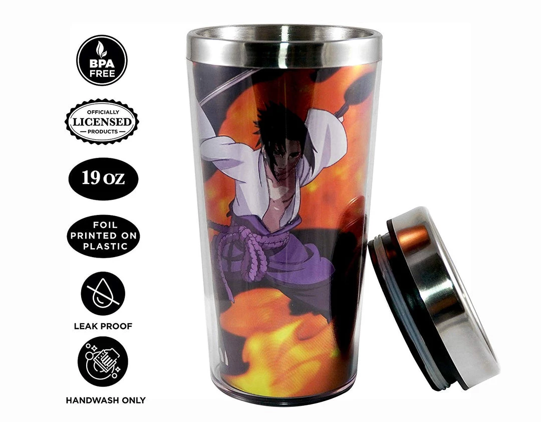 JUST FUNKY Naruto Shippuden OFFICIAL Uchiha Sasuka Foil-Printed Travel Coffee Mug Thermos 5 JUST FUNKY Naruto Shippuden OFFICIAL Uchiha Sasuka Foil-Printed Travel Coffee Mug Thermos