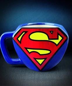 Paladone Superman Shaped Ceramic Coffee Mug - DC Comics Embossed Cup
