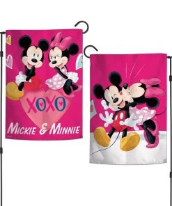 Wincraft Mickey And Minnie Mouse Disney- Mickey & Minnie Love Happens Here Flags 2 Sided 12.5" X 18"Garden Flag