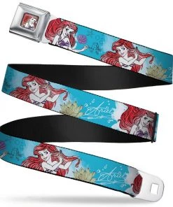 Buckle-Down Ariel Face Full Color Pink Blue Seat Belt