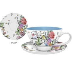 Silver Buffalo Alice In Wonderland - Alice Sketch Scene 20 Oz Ceramic Teacup And Saucer Mug