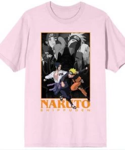 Bioworld Anime Naruto Shippuden Naruto Vs Sasuke On Pink T-shirt