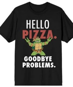 Bioworld Teenage Mutant Ninja Hello Pizza GoodBye Problems Black T-shirts